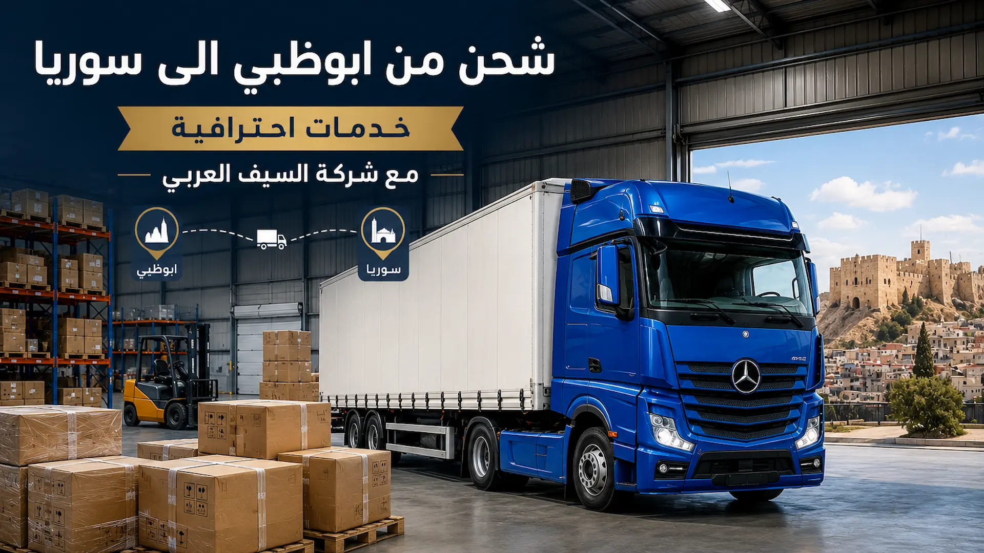 شحن من ابوظبي الى سوريا